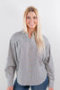 Fresh Perspective Striped Cotton Blend Dolman Long Sleeve Button Down Top