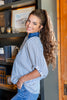 Lovely Moment Split Neck Contrast Striped Dolman Sleeve Top