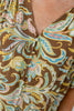 Vintage Charm Brown Paisley Floral Puff Sleeve Blouse
