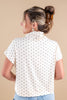 Soft Spots Polka Dots Short Sleeve Mock Neck Top