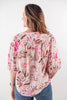 Market Days Watercolor Pink Floral Puff Sleeve Blouse