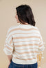 Golden Glow Caramel Striped Short Sleeve Cotton Sweater