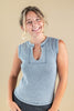 Simple Staple U-Neckline Sleeveless Cotton Blend Top