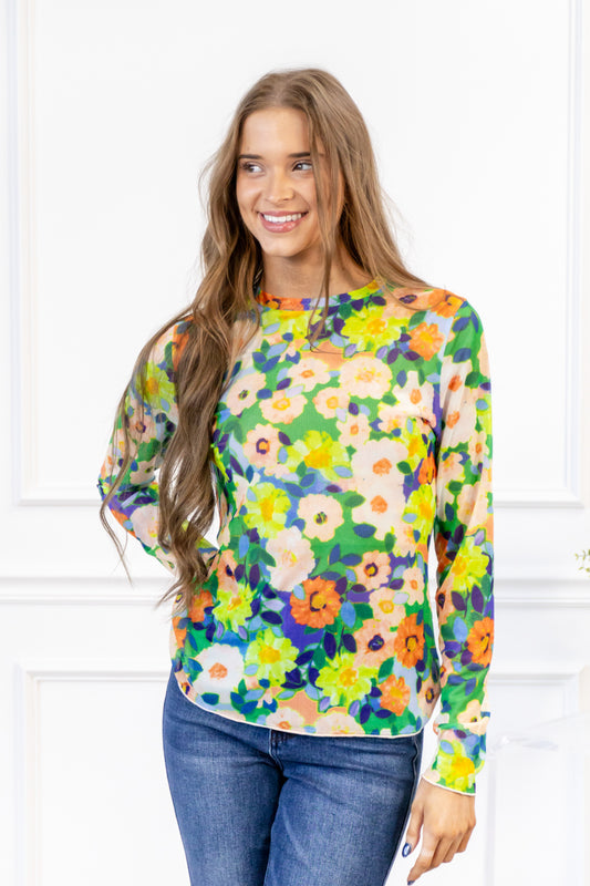 Floral Fantasy Mesh Layering Top