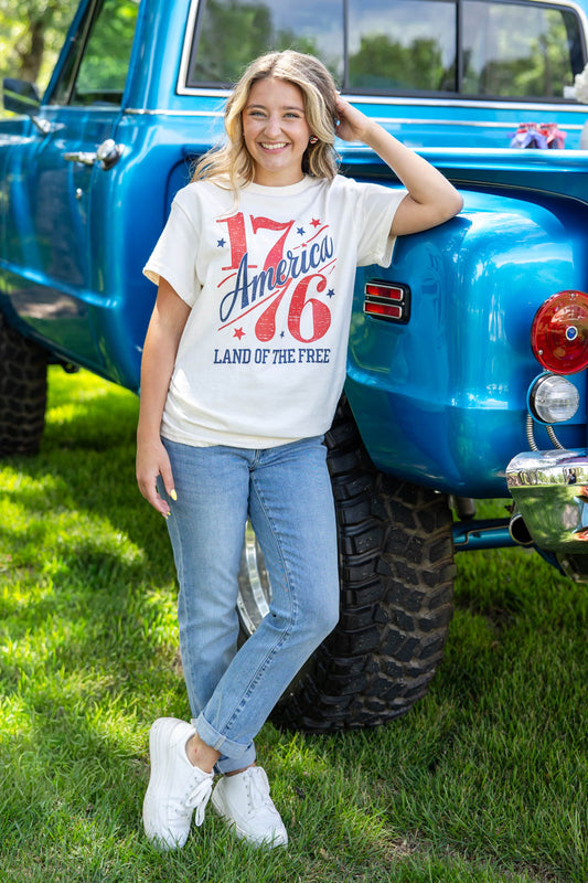 Vintage Style America 1776 Cotton Graphic Tee