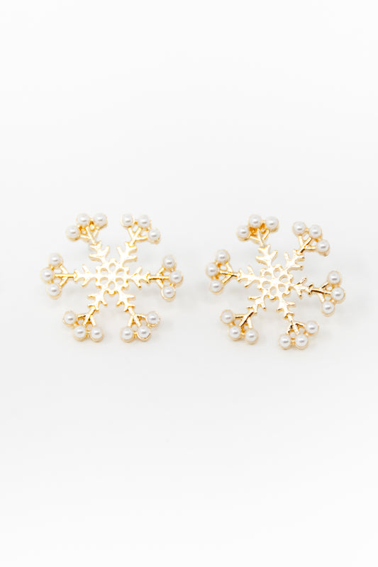 Snowflake Shimmer Pearl Post Earrings
