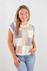 Off The Block Checkerboard Short Sleeve Sweater