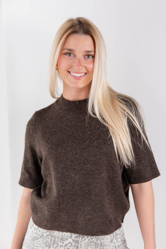 Soft Soul Short Sleeve Crewneck Wool Blend Sweater
