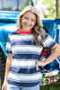 Blue Mood Striped Crew Neck Cotton Tee