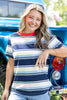 Blue Mood Striped Crew Neck Cotton Tee