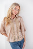 Gracefully Yours Lace Trimmed Satin Blouse