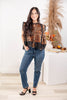 Fierce & Fancy Leopard Lace Trim Button Front Top