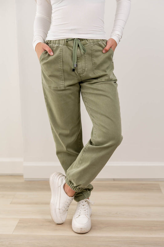 Matcha Magic Sage Green Comfort Stretch Jogger Jeans