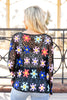 Hello Spring Retro Floral Crochet Sweater