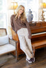 Line by Line Cream and Brown Striped Cotton Blend Pants