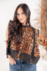 Fierce & Fancy Leopard Lace Trim Button Front Top