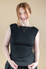 Feminine Muse Textured Sleeveless Boatneck Top