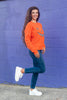 Pumpkin Kisses Ribbed Gingham Patchwork Jack-o-Lantern Sweater