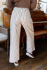 Line by Line Cream and Brown Striped Cotton Blend Pants