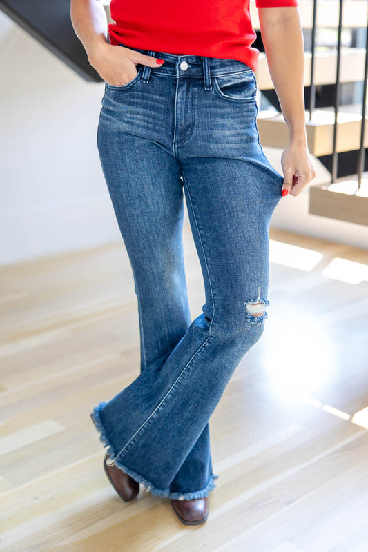 Call The Shots Mid Rise Flare Jeans