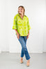 Endless Lines Lime Green Geometric Split Neck Cotton Blouse