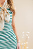 Curve Appeal Horizontal Stripe Sleeveless Fitted Midi Dress