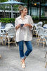 Classic Cutie Oversized Vertical Striped Short Sleeve Button Down Top