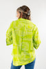 Endless Lines Lime Green Geometric Split Neck Cotton Blouse