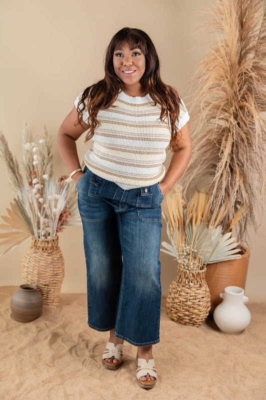 Signature Lines Striped Lightweight Knit Top