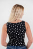 Trend Setting Boat Neck Polka Dot Fitted Sleeveless Top