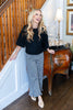 Ruffle Trouble Gingham Print Straight Leg Ruffle Hem Pants