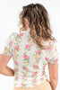 Forever in Bloom Pink & Yellow Roses Mesh Top