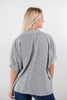 Classic Cutie Oversized Vertical Striped Short Sleeve Blouse