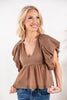 Angel Girl Bubble Sleeve Peplum Top