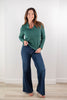 Sweet Desire Ruffled V-Neck Long Sleeve Cotton Blend Top