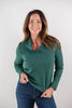 Sweet Desire Ruffled V-Neck Long Sleeve Cotton Blend Top