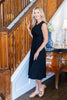 Cool Romance Empire Waist Pleated A-Line Sleeveless Midi Dress