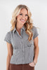 Stay Sweet Black & White Gingham Collared Short Sleeve Top