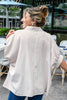 Classic Cutie Oversized Vertical Striped Short Sleeve Button Down Top