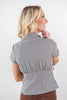 Stay Sweet Black & White Gingham Collared Short Sleeve Top