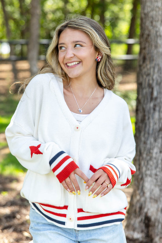 Star Status Americana Long Sleeve Knit Cardigan