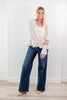 Sweet Ties Long Sleeve Tiered Ruffle Trim Sheer Blouse