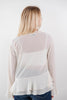 Sweet Ties Long Sleeve Tiered Ruffle Trim Sheer Blouse