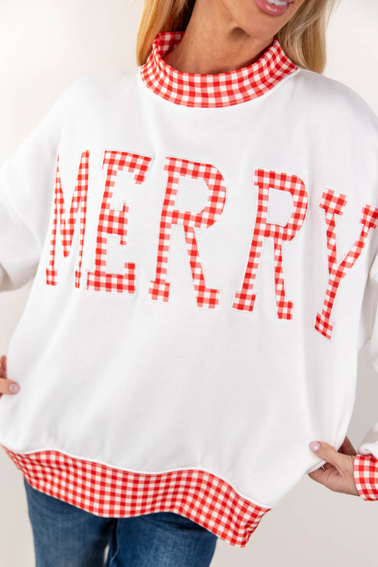 Merry Magic Gingham Mock Neck Sweatshirt