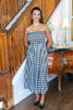 Checkmate Babe Black & White Gingham Strapless Midi Dress
