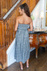 Checkmate Babe Black & White Gingham Strapless Midi Dress