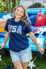 USA Vintage Polka Dot Navy Graphic Tee