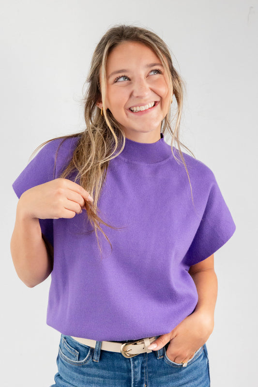 Sweet Core Mock Neck Short Sleeve Top