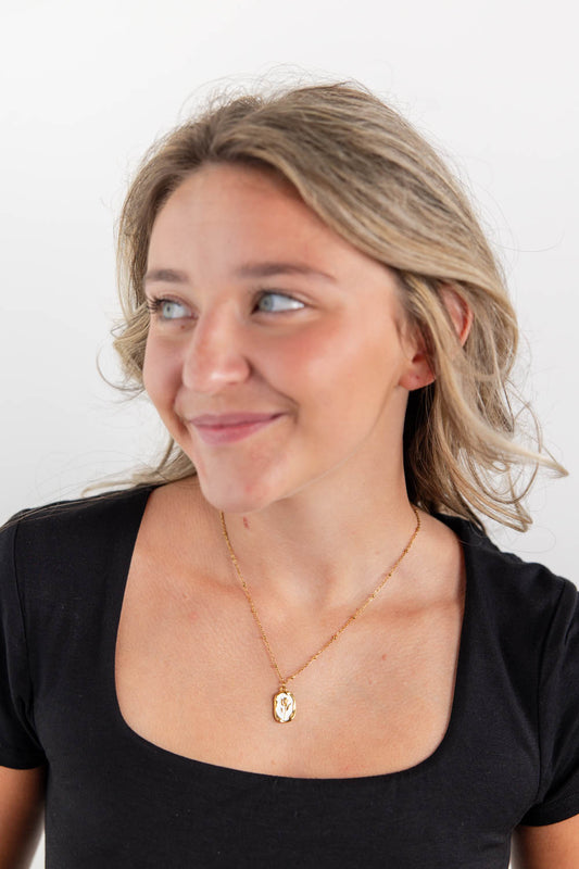 Golden Bloom Enamel Tulip Pendant Necklace