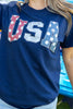 USA Vintage Polka Dot Navy Graphic Tee